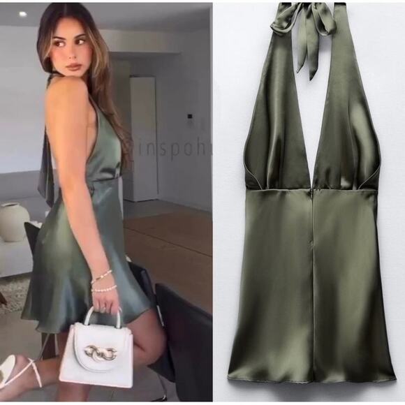 ZARA BLOGGER FAVORITE SATIN EFFECT MINI DRESS - Picture 2 of 10